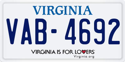 VA license plate VAB4692