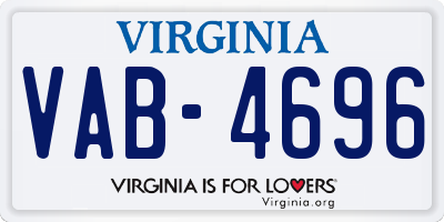 VA license plate VAB4696