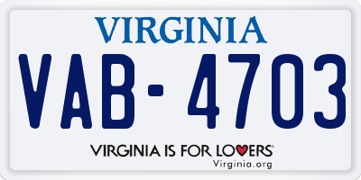 VA license plate VAB4703