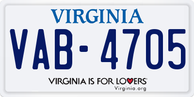 VA license plate VAB4705