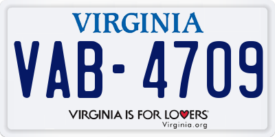 VA license plate VAB4709