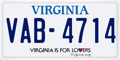 VA license plate VAB4714