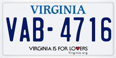 VA license plate VAB4716