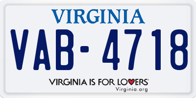 VA license plate VAB4718