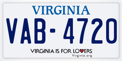 VA license plate VAB4720