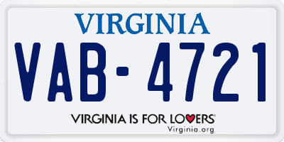 VA license plate VAB4721