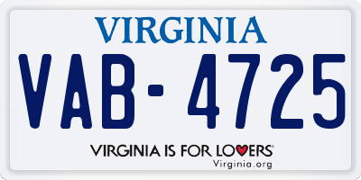 VA license plate VAB4725