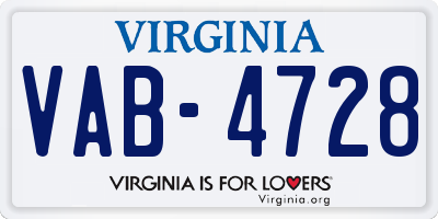 VA license plate VAB4728