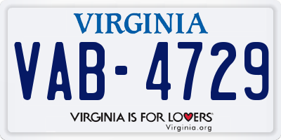 VA license plate VAB4729