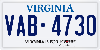 VA license plate VAB4730