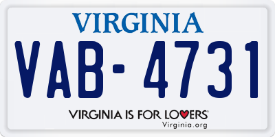 VA license plate VAB4731