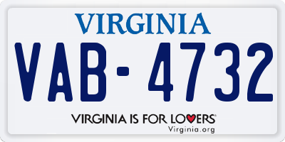 VA license plate VAB4732