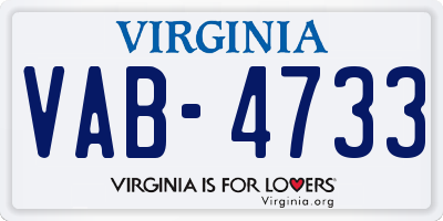 VA license plate VAB4733