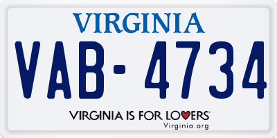 VA license plate VAB4734