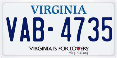 VA license plate VAB4735