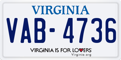 VA license plate VAB4736