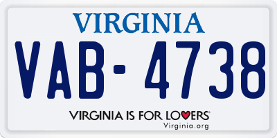 VA license plate VAB4738