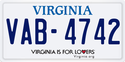 VA license plate VAB4742