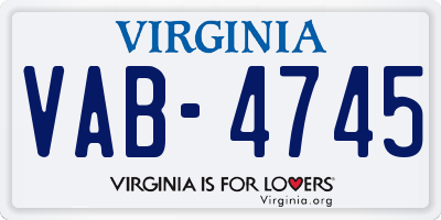 VA license plate VAB4745