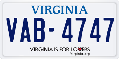 VA license plate VAB4747