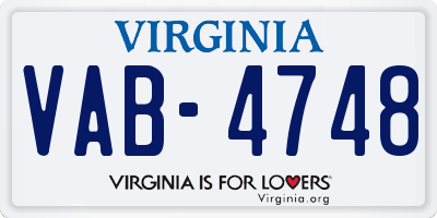 VA license plate VAB4748