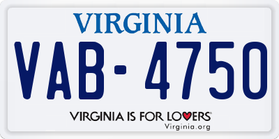 VA license plate VAB4750