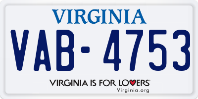VA license plate VAB4753