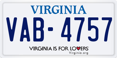 VA license plate VAB4757