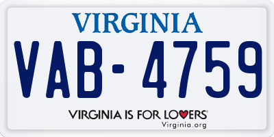 VA license plate VAB4759