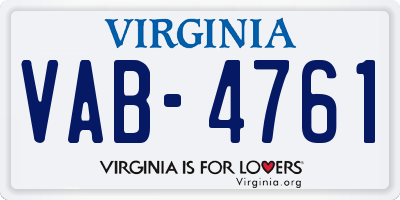 VA license plate VAB4761