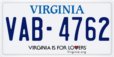 VA license plate VAB4762