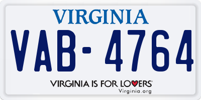 VA license plate VAB4764