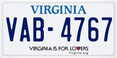 VA license plate VAB4767