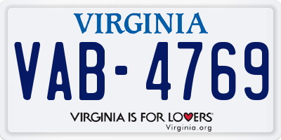 VA license plate VAB4769