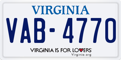 VA license plate VAB4770