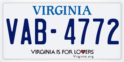 VA license plate VAB4772