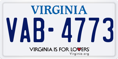 VA license plate VAB4773