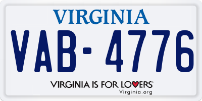 VA license plate VAB4776