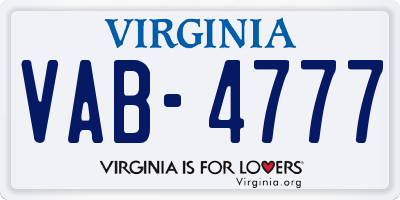 VA license plate VAB4777