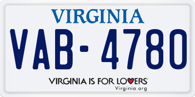 VA license plate VAB4780