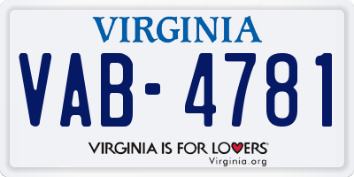 VA license plate VAB4781