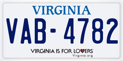 VA license plate VAB4782