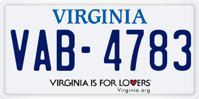VA license plate VAB4783