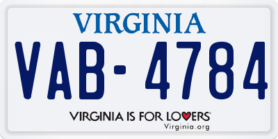 VA license plate VAB4784