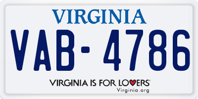 VA license plate VAB4786