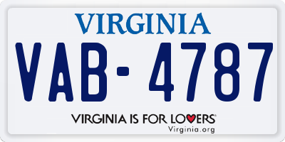 VA license plate VAB4787