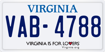 VA license plate VAB4788