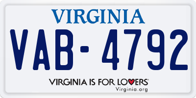 VA license plate VAB4792