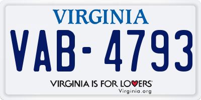 VA license plate VAB4793