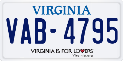 VA license plate VAB4795